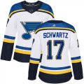 Wholesale Cheap Adidas Blues #17 Jaden Schwartz White Road Authentic Women's Stitched NHL Jersey