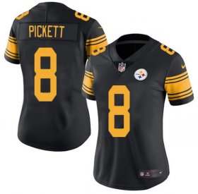 Wholesale Cheap Women\'s Pittsburgh Steelers #8 Kenny Pickett Black Color Rush Limited Stitched Jersey(Run Small)