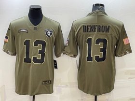 Wholesale Cheap Men\'s Las Vegas Raiders #13 Hunter Renfrow 2022 Olive Salute To Service Limited Stitched Jersey