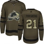 Wholesale Cheap Adidas Avalanche #21 Peter Forsberg Green Salute to Service Stitched NHL Jersey