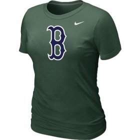 Wholesale Cheap Women\'s MLB Boston Red Sox Heathered Nike Blended T-Shirt Dark Green