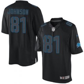 Wholesale Cheap Nike Lions #81 Calvin Johnson Black Men\'s Stitched NFL Impact Limited Jersey