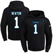 Wholesale Cheap Nike Panthers #1 Cam Newton Black Name & Number Pullover NFL Hoodie