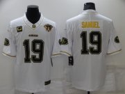 Wholesale Cheap Men's San Francisco 49ers #19 Deebo Samuel White 75th Patch Golden Edition Stitched NFL Nike Limited Jersey