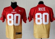 Wholesale Cheap Nike 49ers #80 Jerry Rice Red/Gold Men's Stitched NFL Elite Fadeaway Fashion Jersey