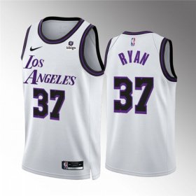 Wholesale Cheap Men\'s Los Angeles Lakers #37 Matt Ryan White City Edition Stitched Basketball Jersey
