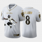 Cheap Baltimore Ravens #8 Lamar Jackson Nike Team Hero 3 Vapor Limited NFL 100 Jersey White Golden