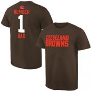 Wholesale Cheap Men's Cleveland Browns Pro Line College Number 1 Dad T-Shirt Brown