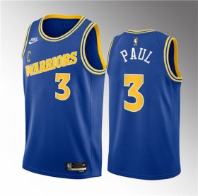 Wholesale Cheap Men\'s Golden State Warriors #3 Chris Paul Blue Classic Edition Stitched Basketball Jersey