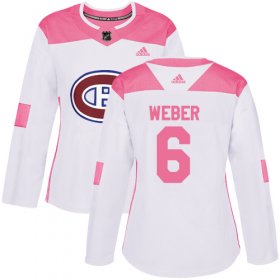 Wholesale Cheap Adidas Canadiens #6 Shea Weber White/Pink Authentic Fashion Women\'s Stitched NHL Jersey