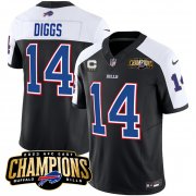 Cheap Men's Buffalo Bills #14 Stefon Diggs Black White 2023 F.U.S.E. AFC East Champions With 4-star C Ptach Football Stitched Jersey