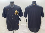 Cheap Men's Oakland Athletics Blank Black Gold Cool Base Stitched Baseball Jersey