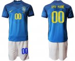 Wholesale Cheap Men 2020-2021 Season National team Brazil away blue customized Soccer Jersey