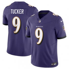 Wholesale Cheap Men\'s Baltimore Ravens #9 Justin Tucker Purple 2023 F.U.S.E Vapor Jersey