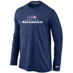 Wholesale Cheap Nike Seattle Seahawks Authentic Logo Long Sleeve T-Shirt Dark Blue