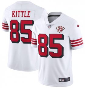 Wholesale Cheap Nike 49ers 85 George Kittle White 75th Anniversary Color Rush Vapor Untouchable Limited Jersey