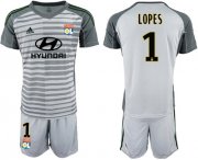 Wholesale Cheap Lyon #1 Lopes Grey Goalkeeper Soccer Club Jersey