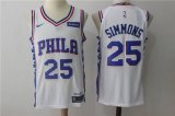 Wholesale Cheap Men's Philadelphia 76ers #25 Ben Simmons White 2017-2018 Nike Swingman Stubhub Stitched NBA Jersey
