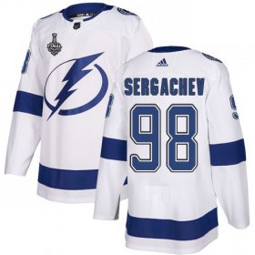 Wholesale Cheap Adidas Lightning #98 Mikhail Sergachev White Road Authentic 2020 Stanley Cup Final Stitched NHL Jersey