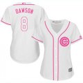 Wholesale Cheap Cubs #8 Andre Dawson White/Pink Fashion Women's Stitched MLB Jersey