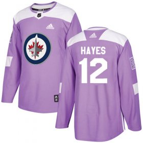 Wholesale Cheap Adidas Jets #12 Kevin Hayes Purple Authentic Fights Cancer Stitched NHL Jersey