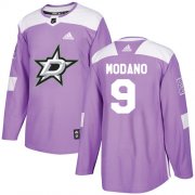 Wholesale Cheap Adidas Stars #9 Mike Modano Purple Authentic Fights Cancer Stitched NHL Jersey