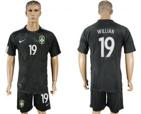Wholesale Cheap Brazil #19 Willian Black Soccer Country Jersey