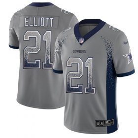 Wholesale Cheap Nike Cowboys #21 Ezekiel Elliott Gray Men\'s Stitched NFL Limited Rush Drift Fashion Jersey