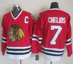 Wholesale Cheap Blackhawks #7 Chris Chelios Red CCM Throwback Stitched NHL Jersey