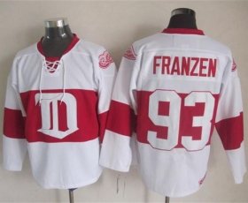 Wholesale Cheap Red Wings #93 Johan Franzen White Winter Classic CCM Throwback Stitched NHL Jersey
