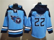 Wholesale Men's Tennessee Titans #22 Derrick Henry Blue Lace-Up Pullover Hoodie