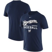 Wholesale Cheap Milwaukee Brewers Nike Wordmark Practice Performance T-Shirt Navy