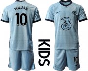 Wholesale Cheap Youth 2020-2021 club Chelsea away Light blue 10 Soccer Jerseys