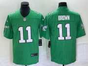 Wholesale Cheap Men's Philadelphia Eagles #11 AJ Brown Green 2023 Vapor Limited Throwback Jersey