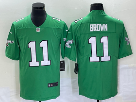 Wholesale Cheap Men\'s Philadelphia Eagles #11 AJ Brown Green 2023 Vapor Limited Throwback Jersey