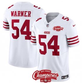 Cheap Men\'s San Francisco 49ers #54 Fred Warner White 2023 F.U.S.E. NFC West Champions Patch Football Stitched Jersey