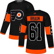Wholesale Cheap Adidas Flyers #61 Justin Braun Black Alternate Authentic Stitched Youth NHL Jersey