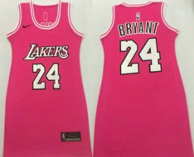 Wholesale Cheap Women\'s Los Angeles Lakers #24 Kobe Bryant Pink Nike Swingman Stitched Dress Jersey