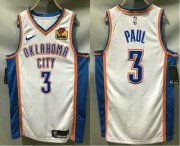 Wholesale Cheap Men's Oklahoma City Thunder #3 Chris Paul White 2020 Nike Swingman Stitched NBA Jersey With The Sponsor Logo