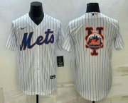 Cheap Men's New York Mets Big Logo White Cool Base Stitched Baseball Jersey