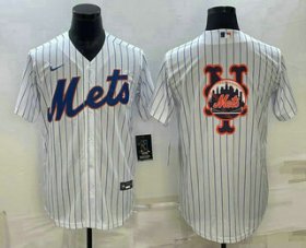 Cheap Men\'s New York Mets Big Logo White Cool Base Stitched Baseball Jersey