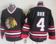 Wholesale Cheap Blackhawks #4 Bobby Orr Black CCM Throwback Stitched NHL Jersey