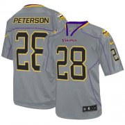 Wholesale Cheap Nike Vikings #28 Adrian Peterson Lights Out Grey Men's Stitched NFL Elite Jersey