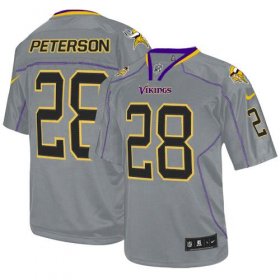 Wholesale Cheap Nike Vikings #28 Adrian Peterson Lights Out Grey Men\'s Stitched NFL Elite Jersey