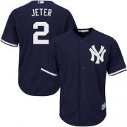 Wholesale Cheap Yankees #2 Derek Jeter Navy blue Cool Base Stitched Youth MLB Jersey