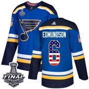 Wholesale Cheap Adidas Blues #6 Joel Edmundson Blue Home Authentic USA Flag 2019 Stanley Cup Final Stitched NHL Jersey
