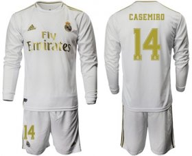 Wholesale Cheap Real Madrid #14 Casemiro White Home Long Sleeves Soccer Club Jersey