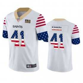 Wholesale Cheap New Orleans Saints #41 Alvin Kamara White Men\'s Nike Team Logo USA Flag Vapor Untouchable Limited NFL Jersey