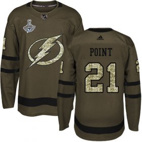 Cheap Adidas Lightning #21 Brayden Point Green Salute to Service Youth 2020 Stanley Cup Champions Stitched NHL Jersey
