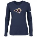 Wholesale Cheap Women's Nike Los Angeles Rams Of The City Long Sleeve Tri-Blend NFL T-Shirt Dark Blue